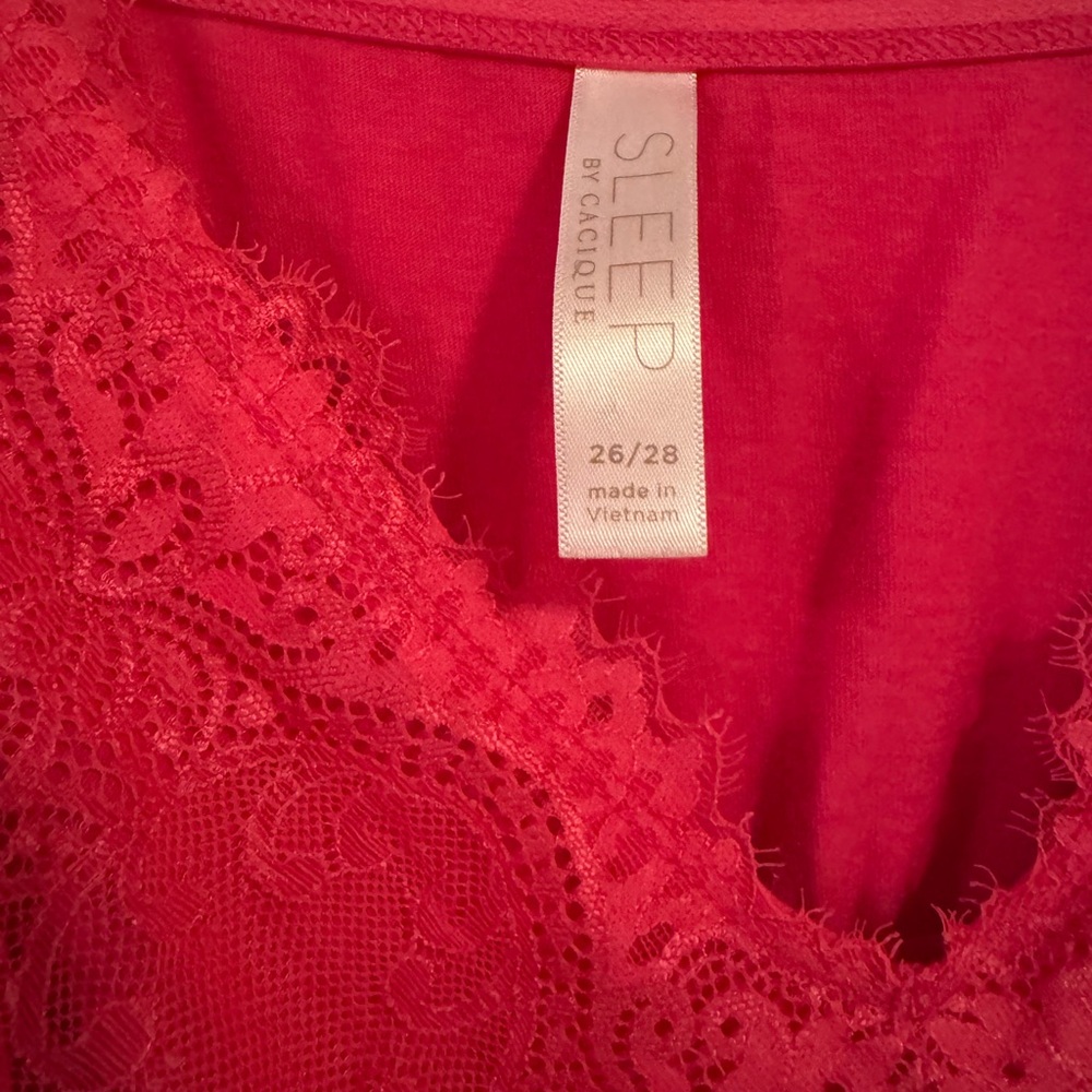 Cacique Vibrant Pink Lace Chemise - Picture 2 of 3